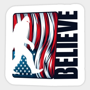 Believe Bigfoot - American Flag Sticker